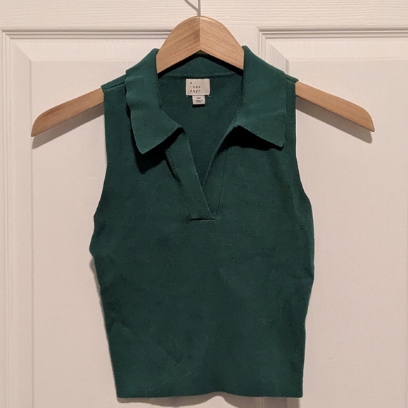 Women's Pull Over Collared Sweater Crop Tank Top Side XS A New Day - Picture 2 of 6